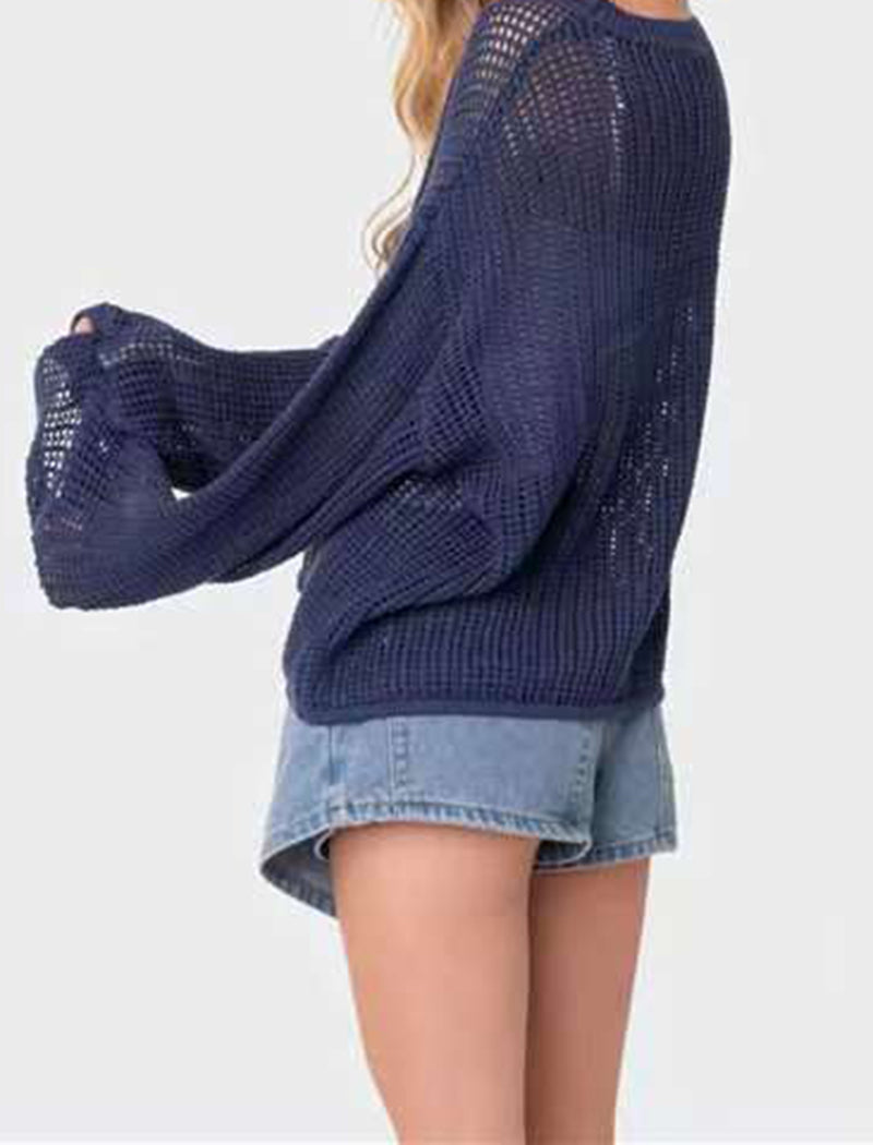 Hollow Star Jacquard Long Sleeve Sweater