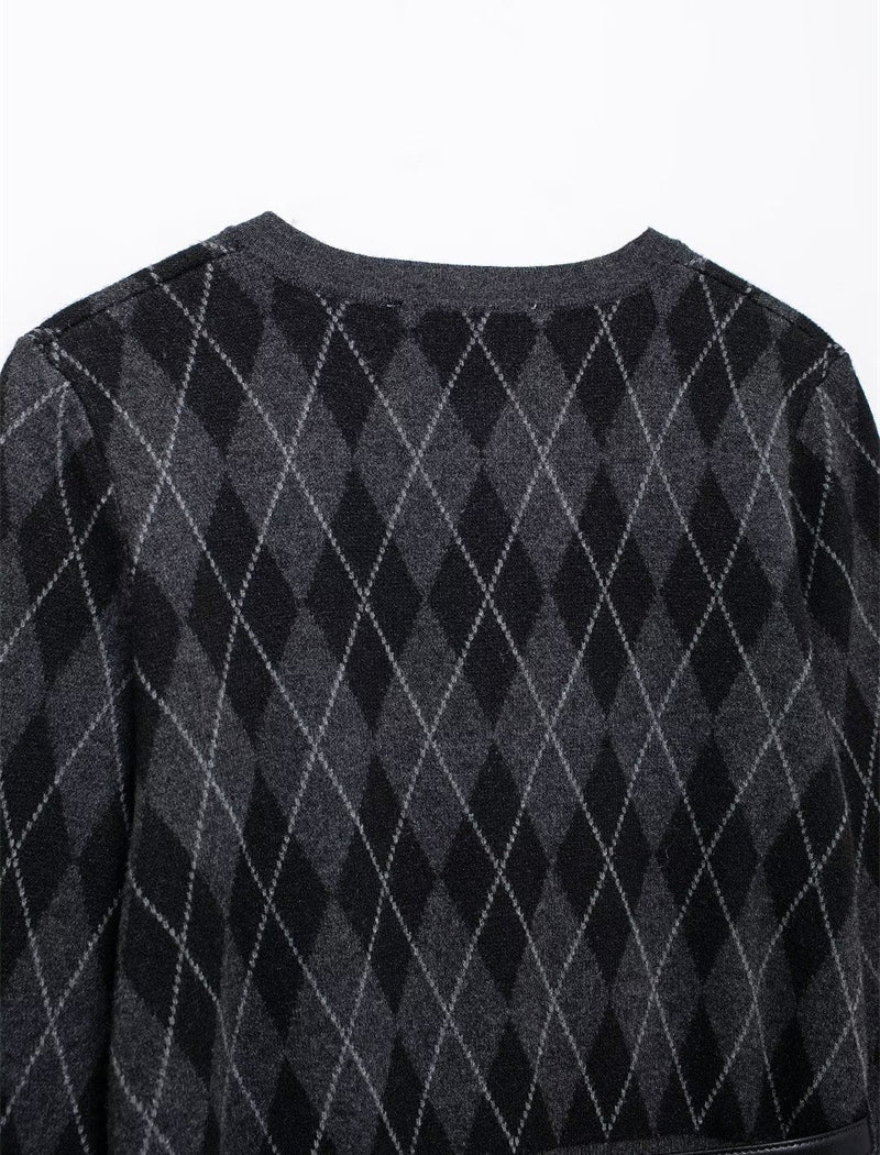 Diamond Pattern Knitted Cardigan