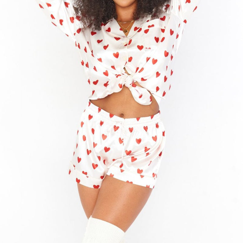 Heart Print Pajama Set