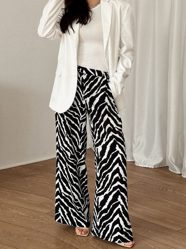 Printed Loose Wide-Leg Pants