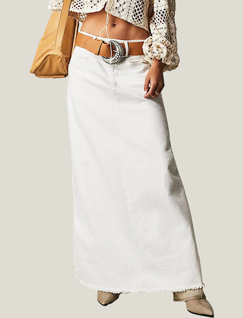 Maxi Denim Skirt with Relaxed Fit