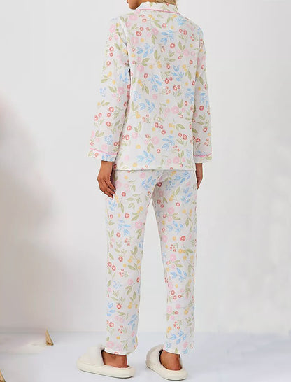 Floral Print Long Pajama Set