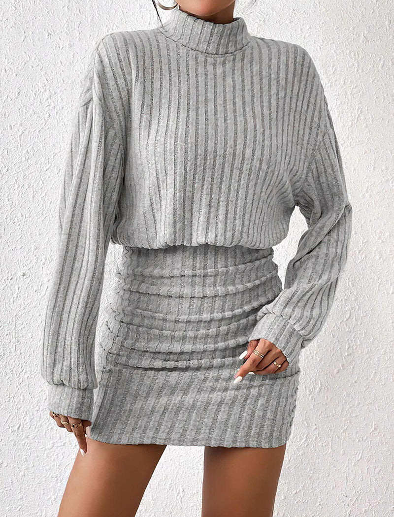 Ribbed Turtleneck Mini Dress