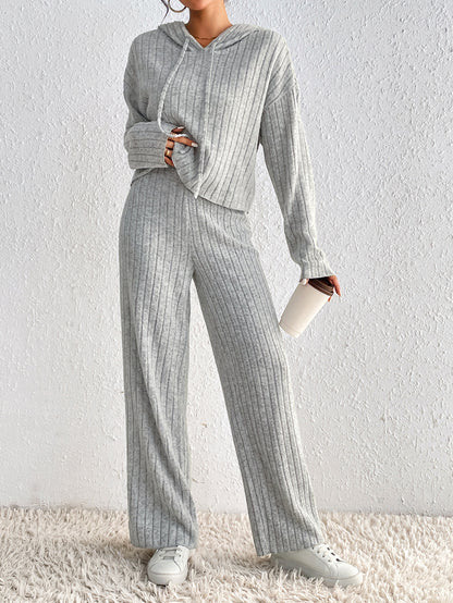 Ribbed Hoodie and Pants Set