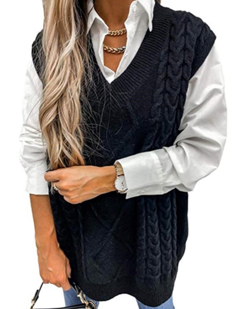Chunky Knit V-Neck Sweater Vest