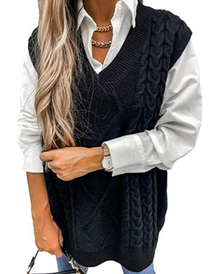 Chunky Knit V-Neck Sweater Vest
