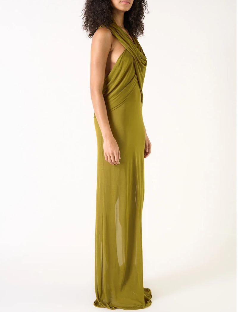 Draped Hooded Maxi Dress