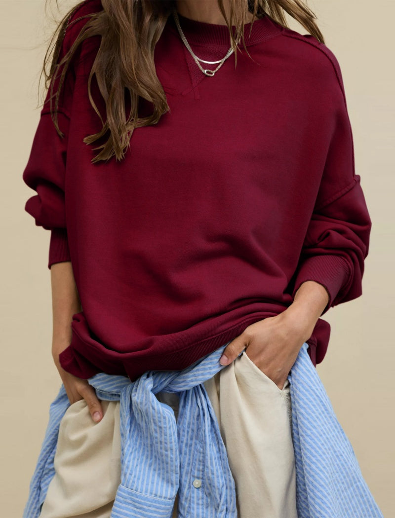 Relaxed Fit Solid Pullover