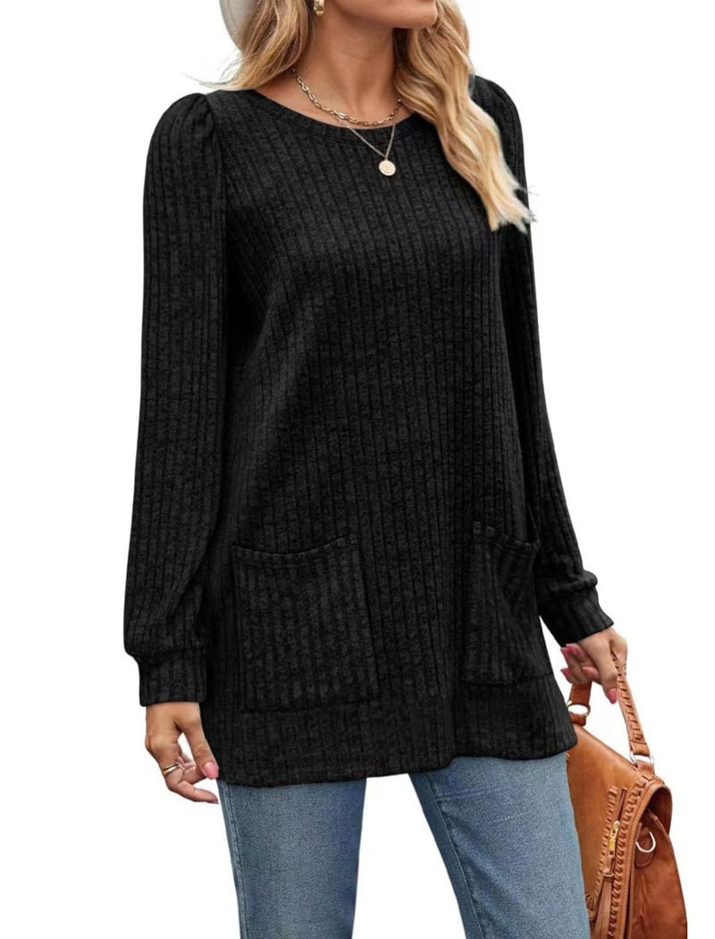 Pocket Loose-Fit Puff Sleeve Top