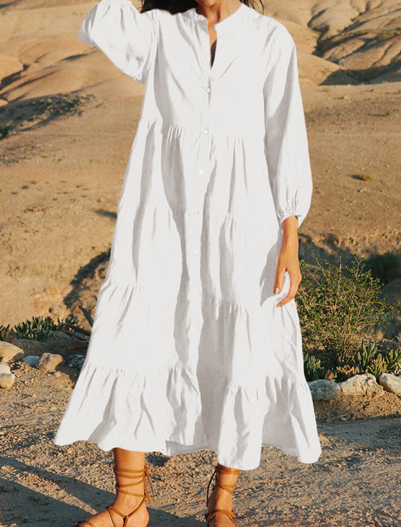 Button-Down Tiered Maxi Dress