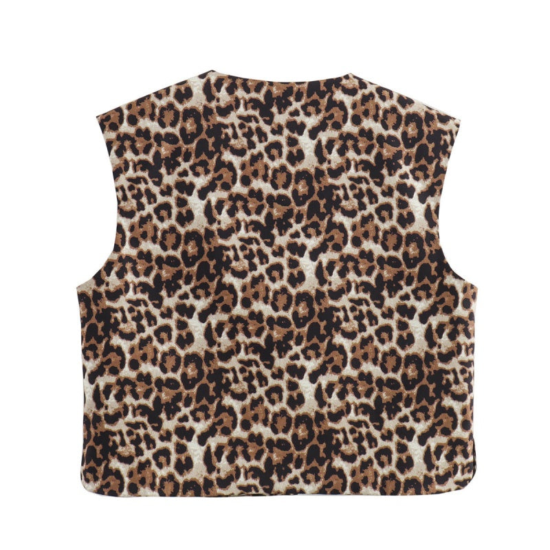 V-neck Printed Cardigan Vest