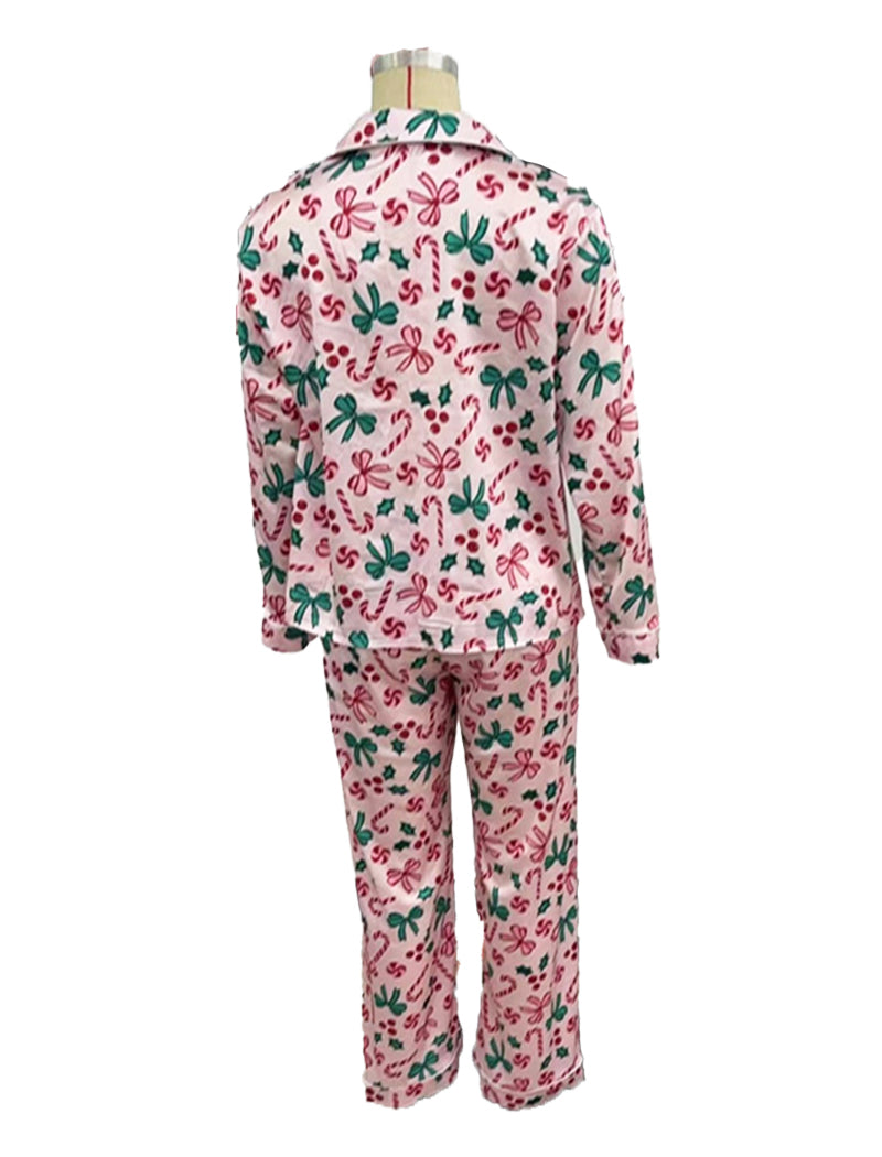 Christmas Long Sleeve Satin Ribbed Family Lounge Set