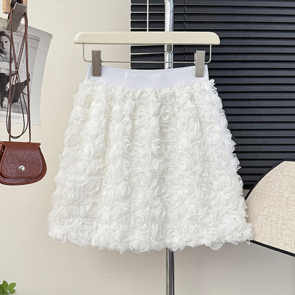 High-Waisted 3D Floral Mini Skirt