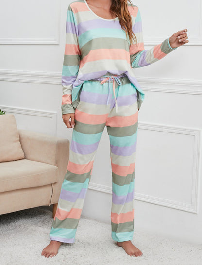 Printed Striped Loungewear Set
