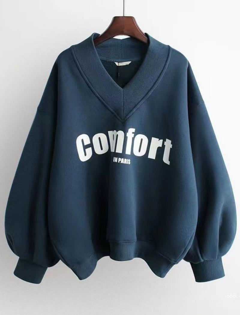 V-Neck Comfort Print Pullover
