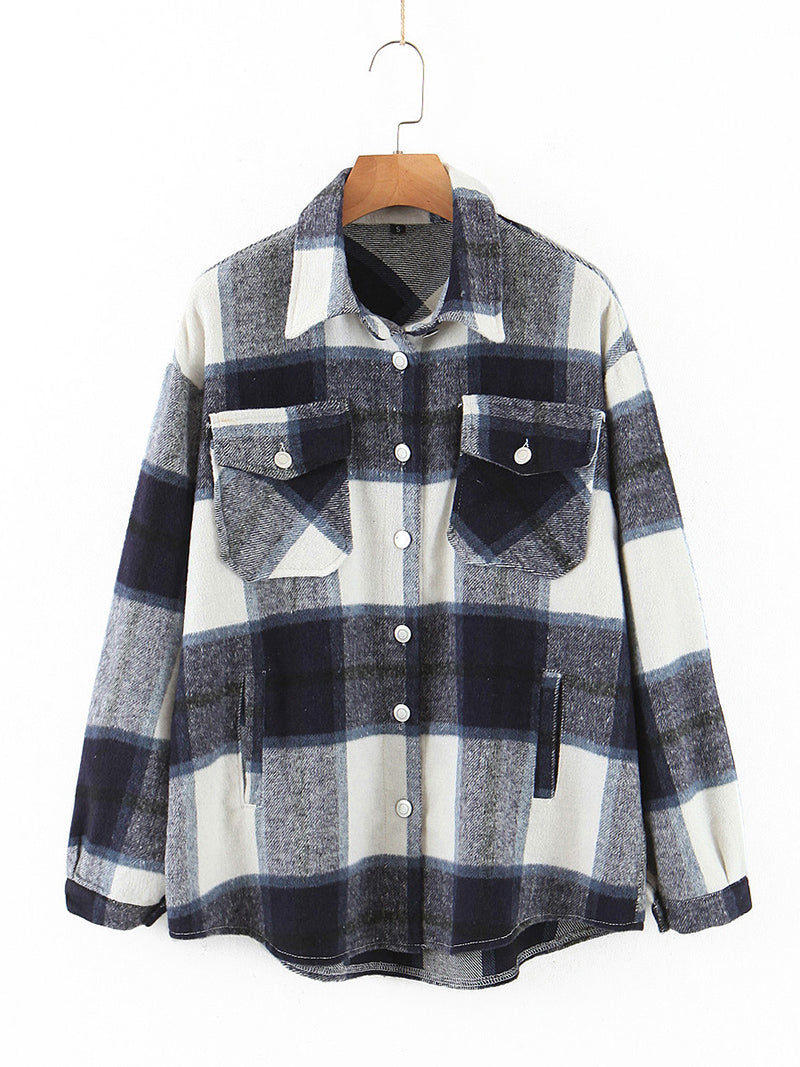 Casual Plaid Shirt Jacket