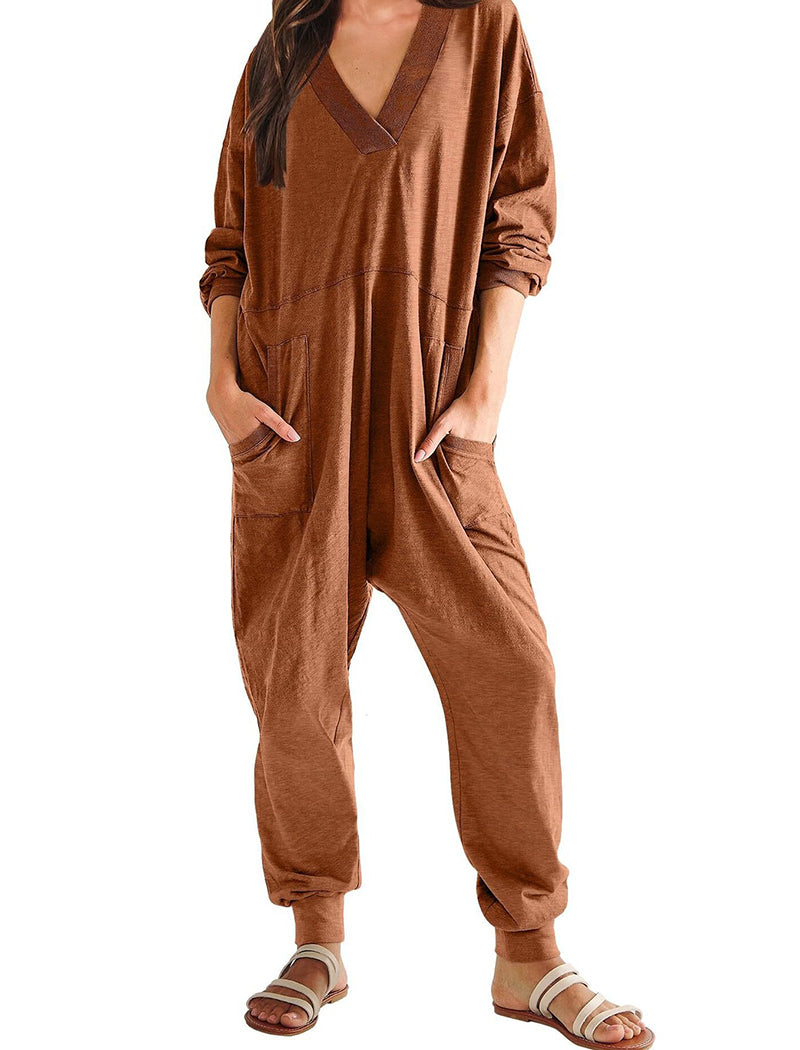 Relaxed Fit V-Neck Jumpsuit
