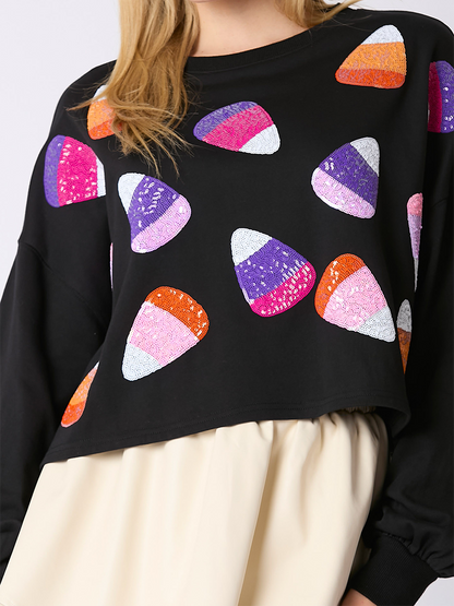 Candy Corn Graphic Cropped Top