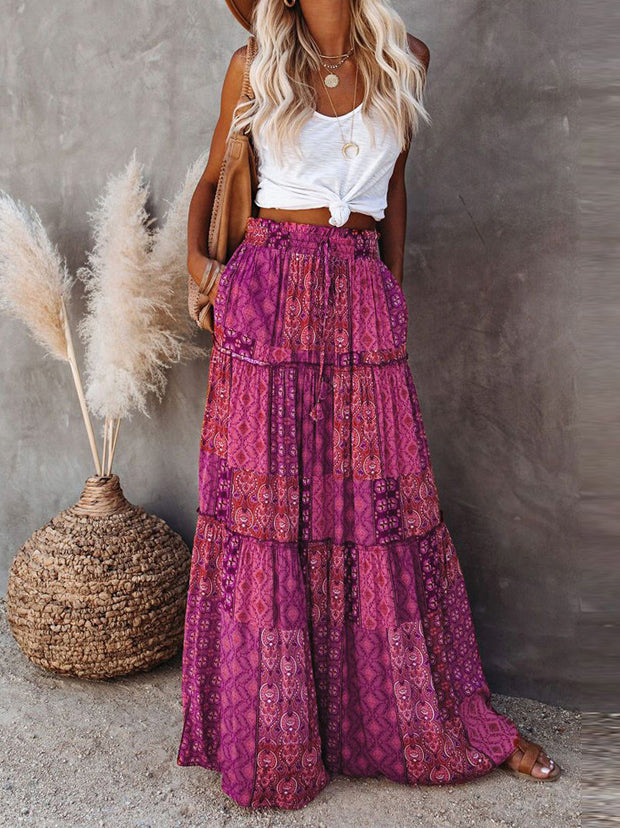 Graphic Print High-Waist Maxi Skirt