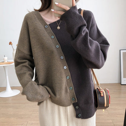 Color-block Asymmetrical Knit Pullover