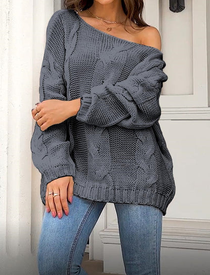 Off-Shoulder Knit Oversized Sweater