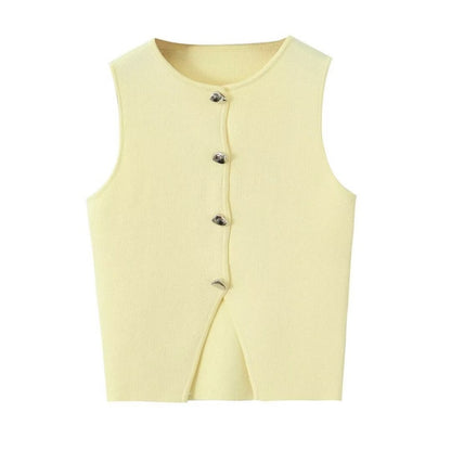 Sleeveless Button-Up Vest in Pastel Colors