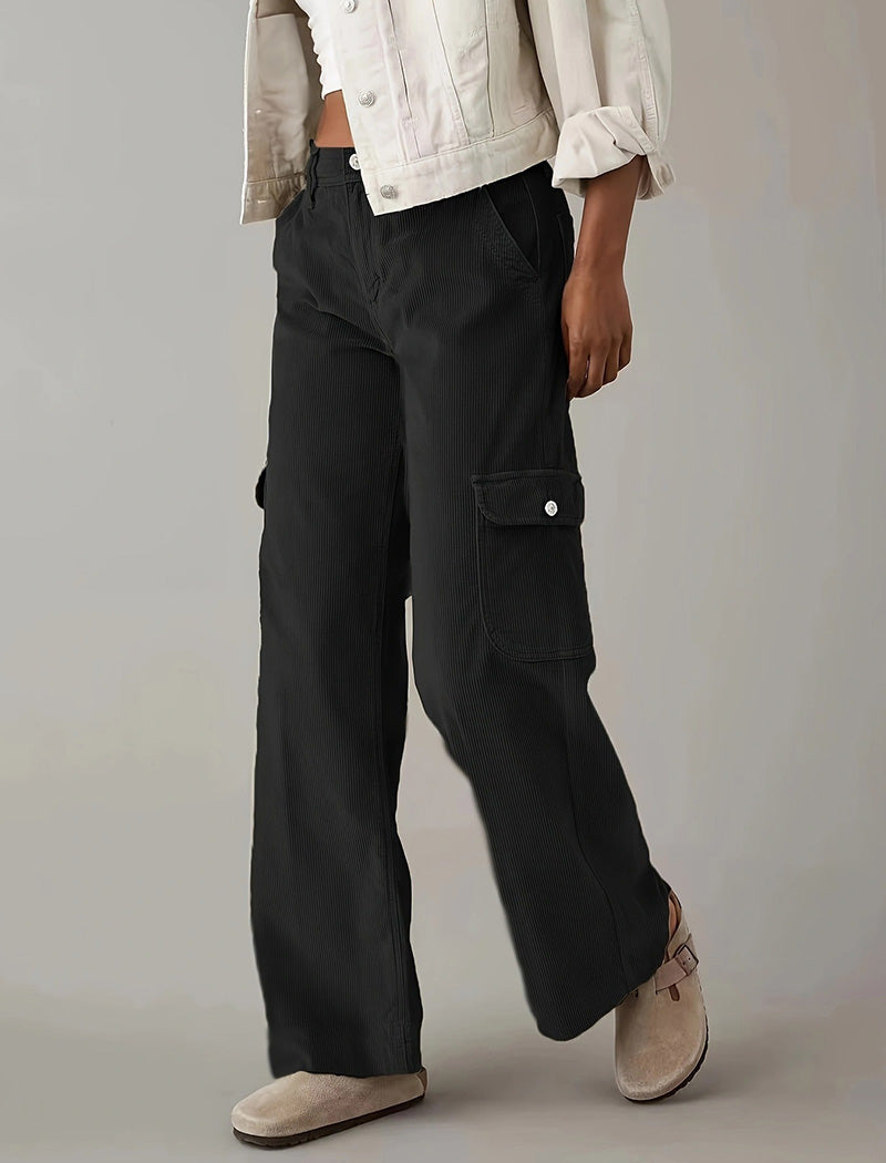 Wide-Leg Corduroy Cargo Pants