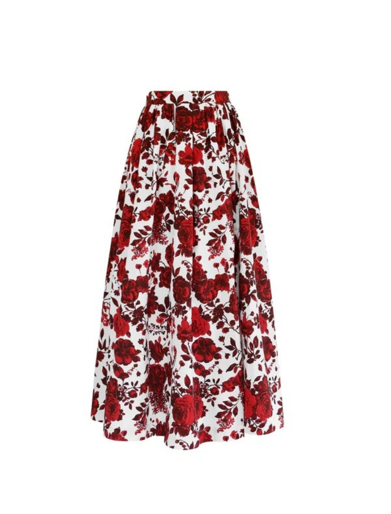 Floral A-Line Midi Skirt