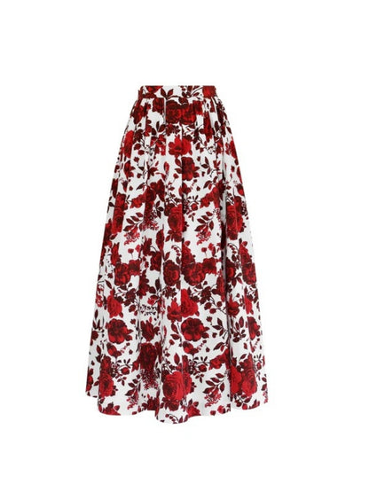 Floral A-Line Midi Skirt