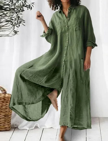 Button-Front Maxi Shirt Dress