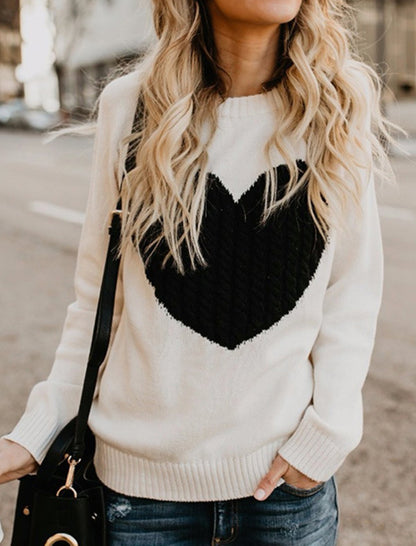 Knit Sweater with Heart Pattern