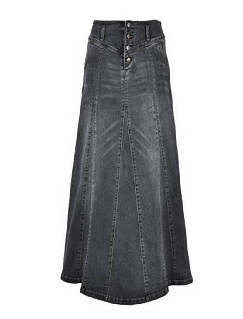 High-Waisted Pocketed Loose Buttoned Skirt
