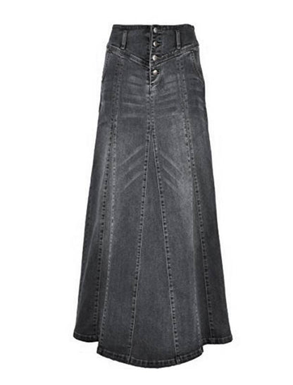 High-Waisted Pocketed Loose Buttoned Skirt
