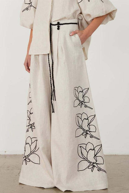 Floral Wide-Leg Pants