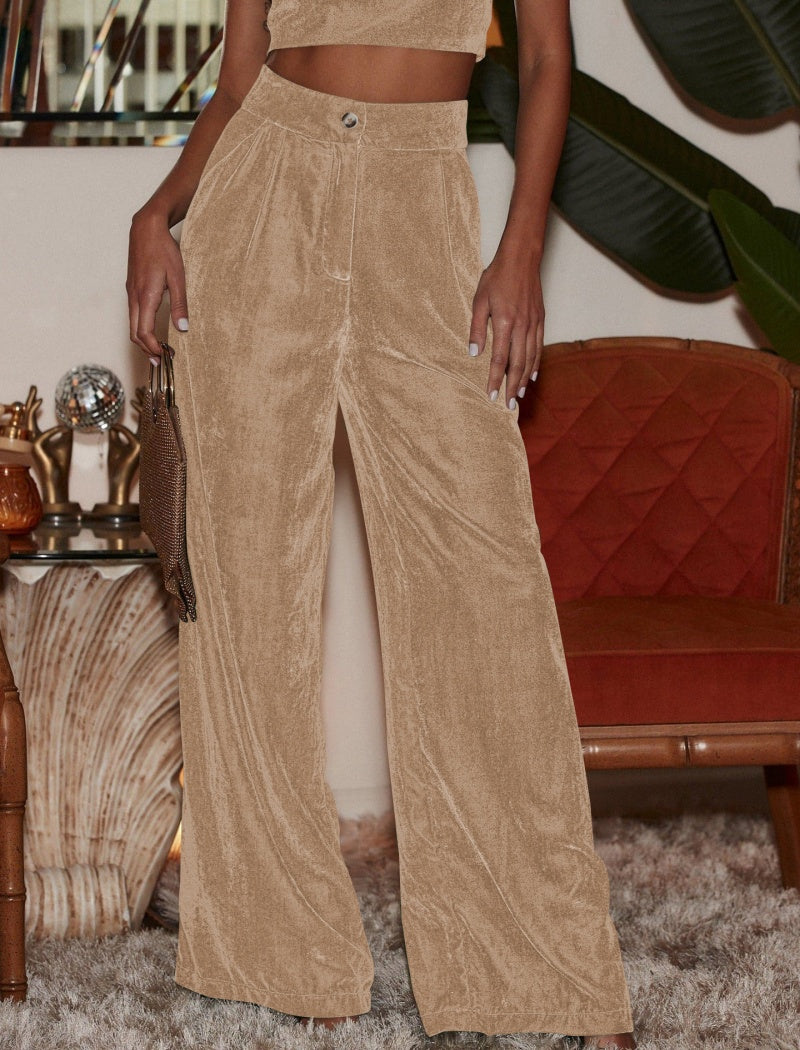 Velvet Wide-Leg Pants