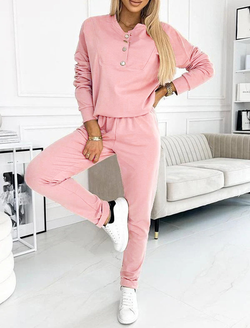 Casual Buttoned Lounge Set