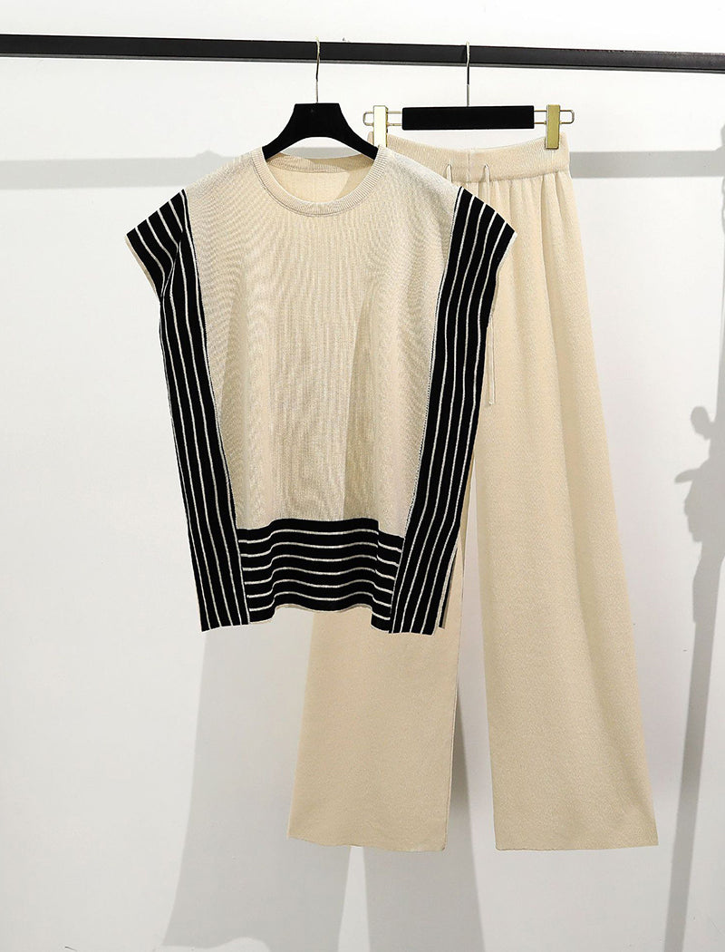 Knit Top and Wide-Leg Pants Set