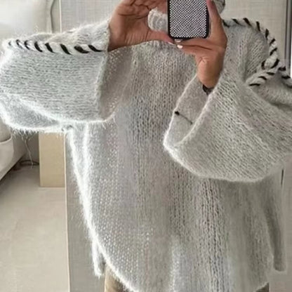 Ribbed High Neck Knit Sweater