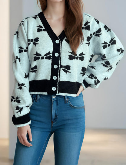 Floral Pattern Button-Up Cardigan