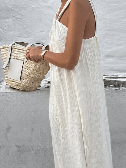 Solid Twisted Halter Maxi Dress