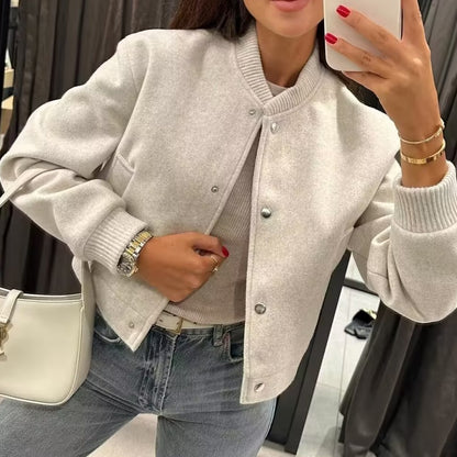 Classic Buttoned Bomber Jacket