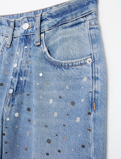 Star Studded Wide-Leg Jeans