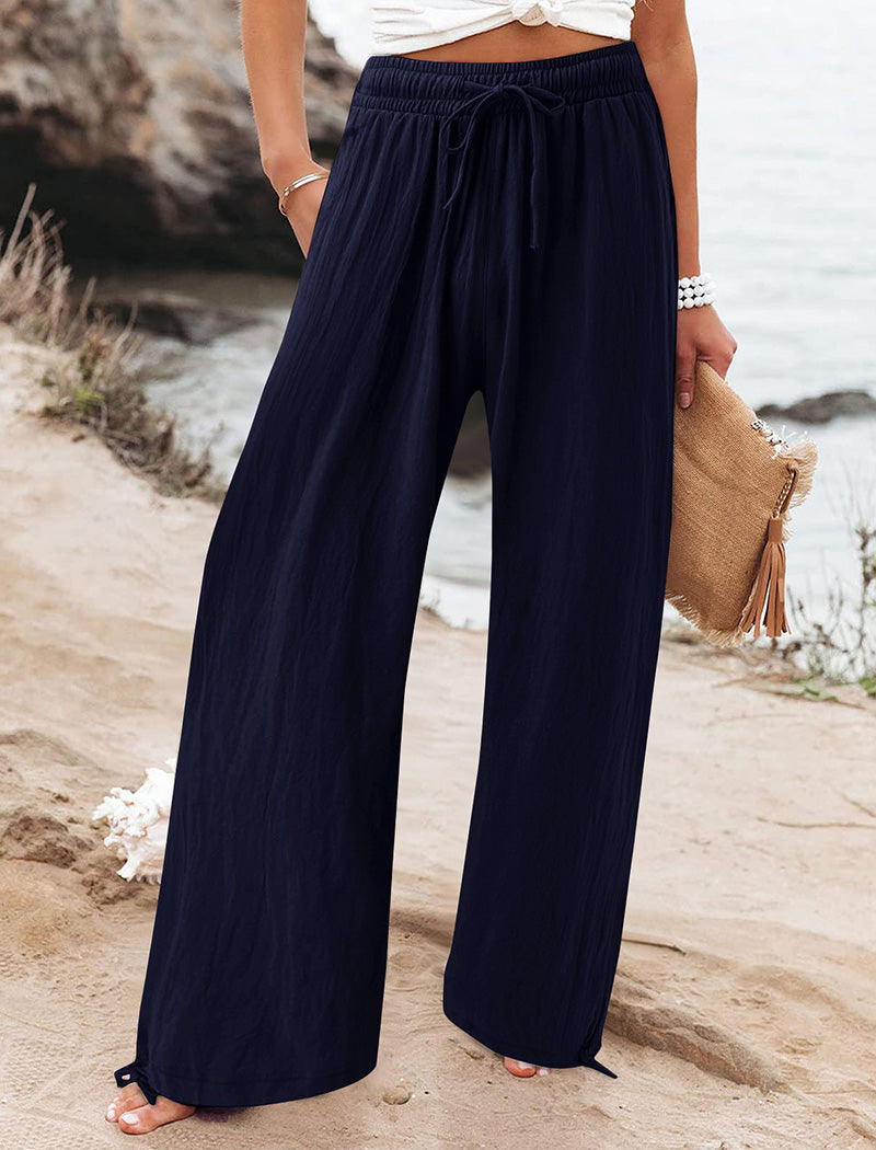 Wide-Leg Drawstring Pants