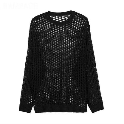 Open-Knit Long-Sleeve Top