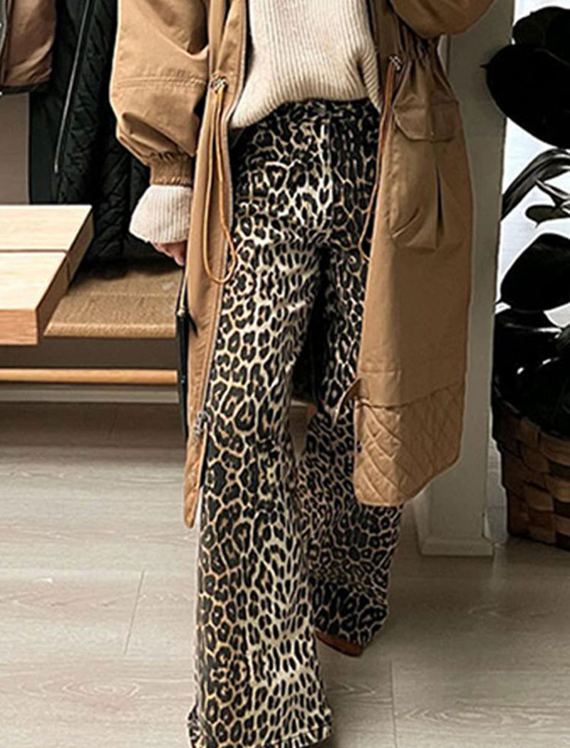 Leopard Print Wide Leg Pants