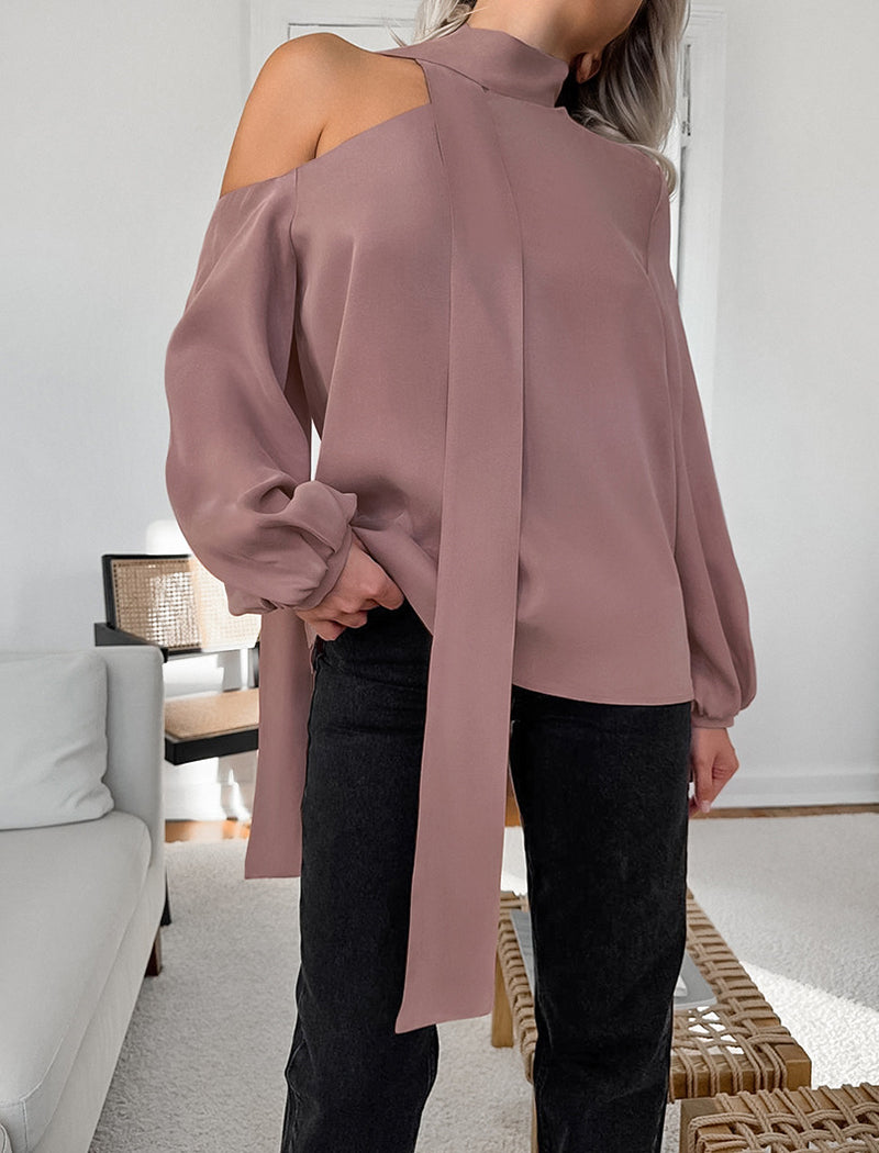 Off-Shoulder Long Sleeve Shirt