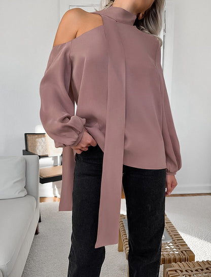 Off-Shoulder Long Sleeve Shirt