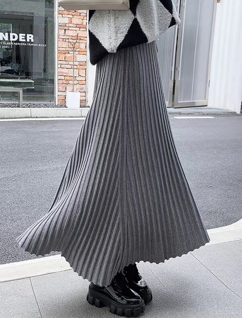 Pleated High-Rise Maxi Skirt