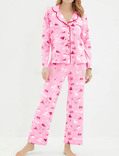 Printed Button-Down Pajama Set