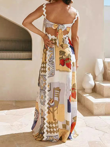 Printed Sleeveless Maxi Dress